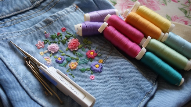 Ręcznie haftowana tkanina z bliska